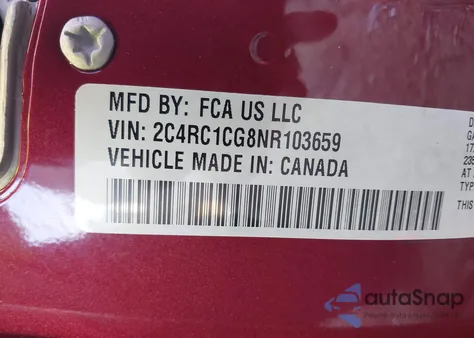 2022 Chrysler Voyager Lx из США, поврежденный, VIN 2C4RC1CG8NR103659